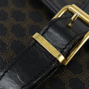CELINE Macadam Canvas Shoulder Bag PVC Leather Black Gold Auth 150035-17