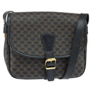 CELINE Macadam Canvas Shoulder Bag PVC Leather Black Gold Auth 150035-1