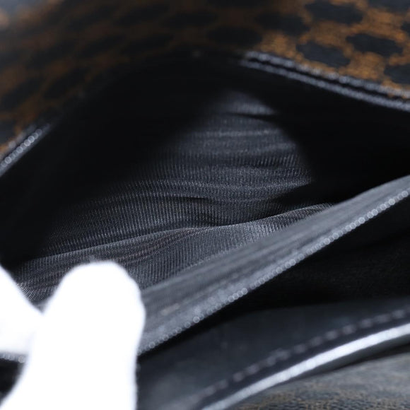 CELINE Macadam Canvas Shoulder Bag PVC Leather Black Gold Auth 150035