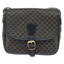 CELINE Macadam Canvas Shoulder Bag PVC Leather Black Gold Auth 150035-13