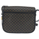 CELINE Macadam Canvas Shoulder Bag PVC Leather Black Gold Auth 150035-2