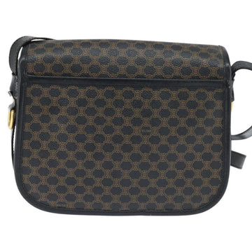 CELINE Macadam Canvas Shoulder Bag PVC Leather Black Gold Auth 150035 - 0