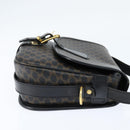 CELINE Macadam Canvas Shoulder Bag PVC Leather Black Gold Auth 150035-4