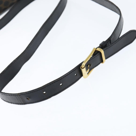 CELINE Macadam Canvas Shoulder Bag PVC Leather Black Gold Auth 150035