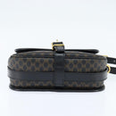 CELINE Macadam Canvas Shoulder Bag PVC Leather Black Gold Auth 150035-5