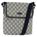 GUCCI GG Supreme Shoulder Bag PVC Navy Silver 223666 Auth 150039-1
