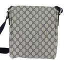 GUCCI GG Supreme Shoulder Bag PVC Navy Silver 223666 Auth 150039-2