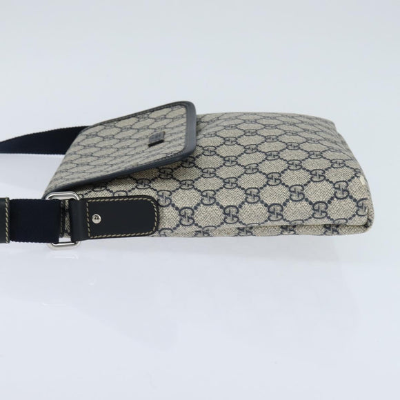 GUCCI GG Supreme Shoulder Bag PVC Navy Silver 223666 Auth 150039