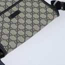 GUCCI GG Supreme Shoulder Bag PVC Navy Silver 223666 Auth 150039-6