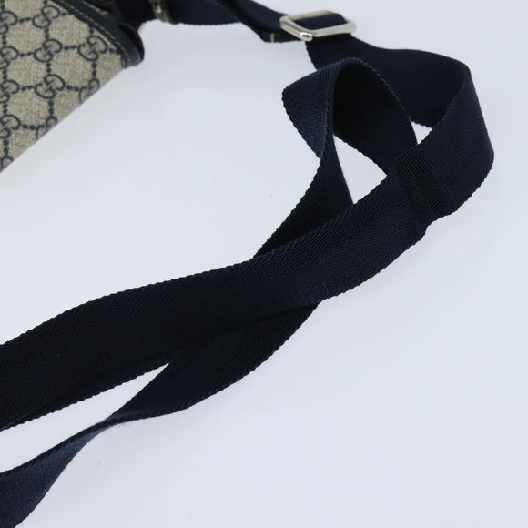 GUCCI GG Supreme Shoulder Bag PVC Navy Silver 223666 Auth 150039