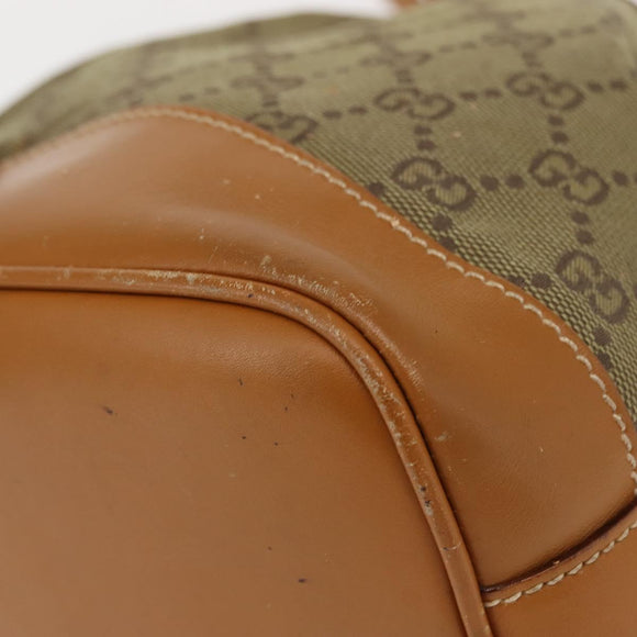 GUCCI GG Canvas Shoulder Bag Beige Gold Auth 150040