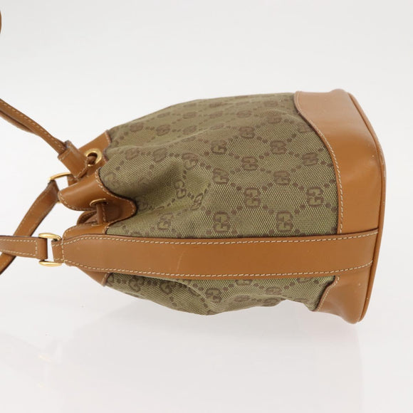 GUCCI GG Canvas Shoulder Bag Beige Gold Auth 150040