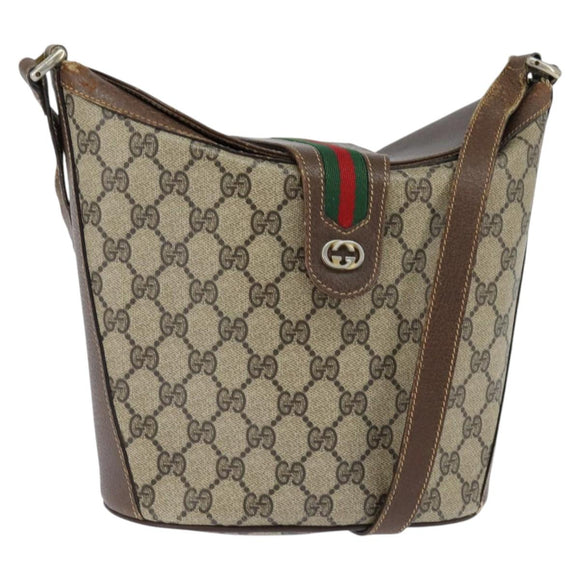 GUCCI GG Supreme Web Sherry Line Shoulder Bag PVC Beige 89 02 081 Auth 150042