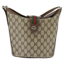 GUCCI GG Supreme Web Sherry Line Shoulder Bag PVC Beige 89 02 081 Auth 150042-2