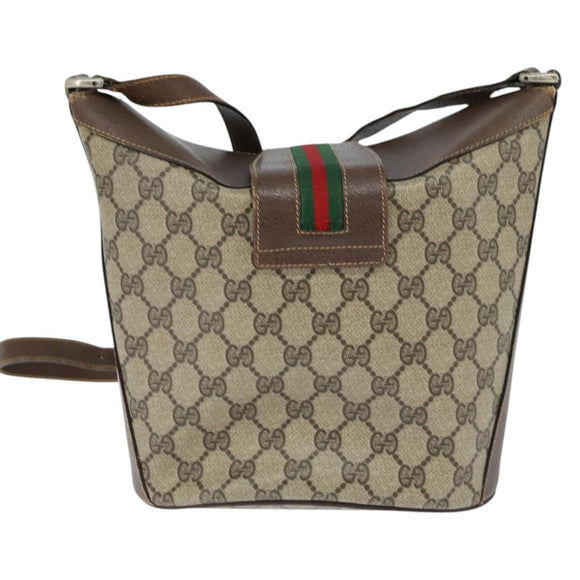 GUCCI GG Supreme Web Sherry Line Shoulder Bag PVC Beige 89 02 081 Auth 150042