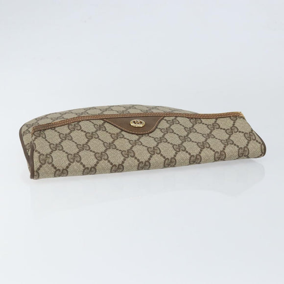 GUCCI GG Supreme Clutch Bag PVC Beige Gold 89 02 503 Auth 150043