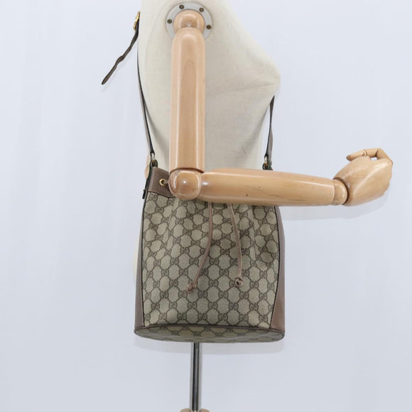 GUCCI GG Supreme Web Sherry Line Shoulder Bag PVC Beige 41 02 034 Auth 150046