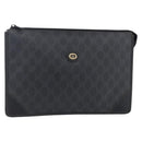 GUCCI GG Supreme Clutch Bag PVC Black 97 01 029 Auth 150048-1
