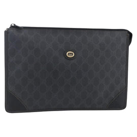 GUCCI GG Supreme Clutch Bag PVC Black 97 01 029 Auth 150048
