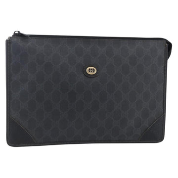 GUCCI GG Supreme Clutch Bag PVC Black 97 01 029 Auth 150048