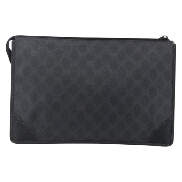 GUCCI GG Supreme Clutch Bag PVC Black 97 01 029 Auth 150048