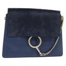 Chloe Fay Clutch Bag Leather Navy Auth 150049-1