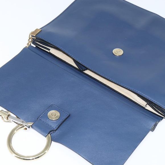 Chloe Fay Clutch Bag Leather Navy Auth 150049