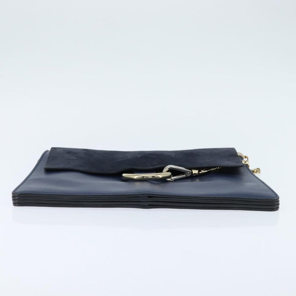 Chloe Fay Clutch Bag Leather Navy Auth 150049