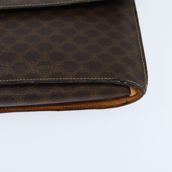 CELINE Macadam Canvas Shoulder Bag PVC Leather Brown Gold Auth 150050