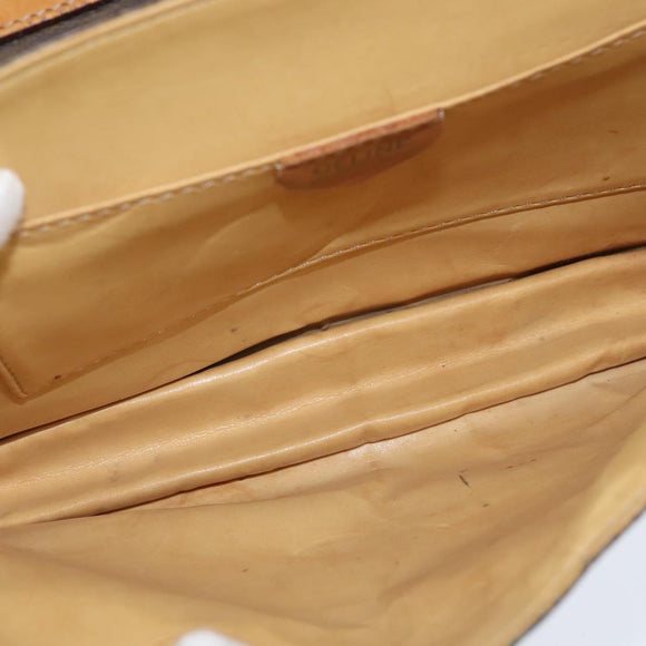 CELINE Macadam Canvas Shoulder Bag PVC Leather Brown Gold Auth 150050