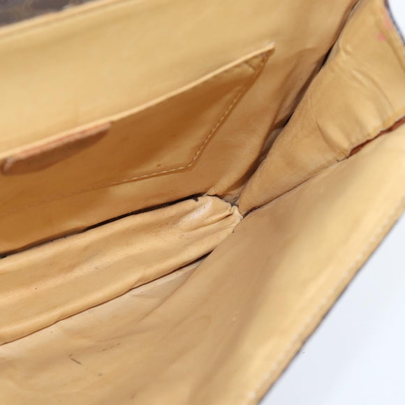 CELINE Macadam Canvas Shoulder Bag PVC Leather Brown Gold Auth 150050