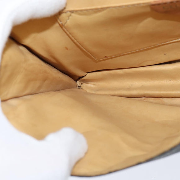 CELINE Macadam Canvas Shoulder Bag PVC Leather Brown Gold Auth 150050