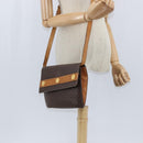 CELINE Macadam Canvas Shoulder Bag PVC Leather Brown Gold Auth 150050-22