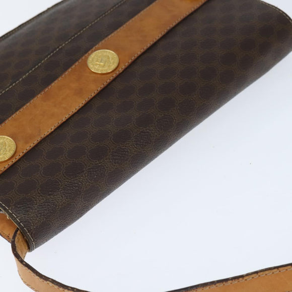 CELINE Macadam Canvas Shoulder Bag PVC Leather Brown Gold Auth 150050