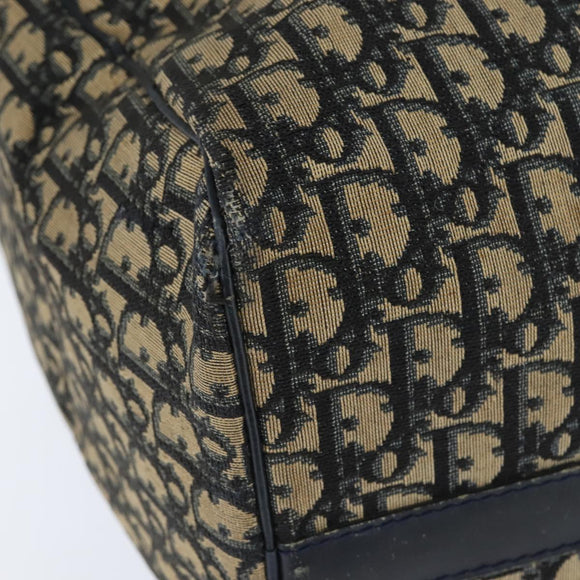 Christian Dior Trotter Canvas Boston Bag Navy Silver Auth 150052