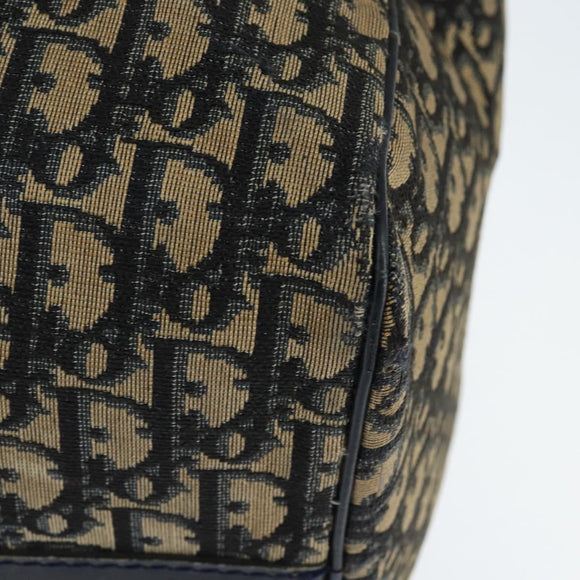 Christian Dior Trotter Canvas Boston Bag Navy Silver Auth 150052