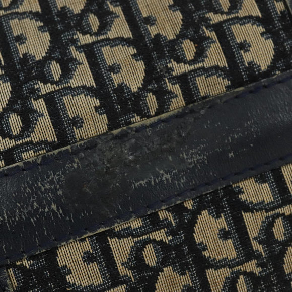 Christian Dior Trotter Canvas Boston Bag Navy Silver Auth 150052