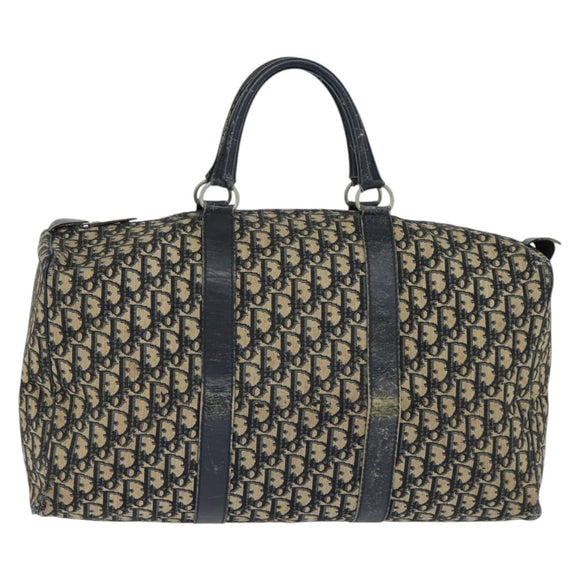 Christian Dior Trotter Canvas Boston Bag Navy Silver Auth 150052