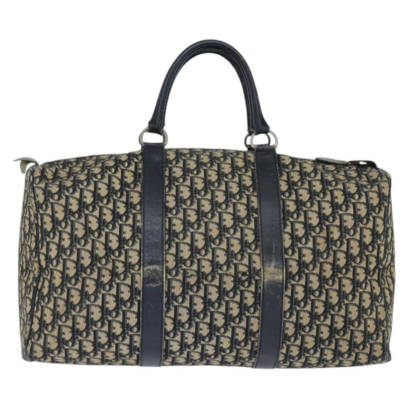 Christian Dior Trotter Canvas Boston Bag Navy Silver Auth 150052