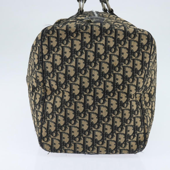 Christian Dior Trotter Canvas Boston Bag Navy Silver Auth 150052