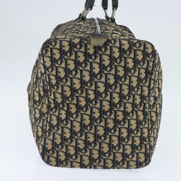 Christian Dior Trotter Canvas Boston Bag Navy Silver Auth 150052