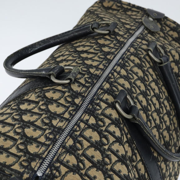 Christian Dior Trotter Canvas Boston Bag Navy Silver Auth 150052