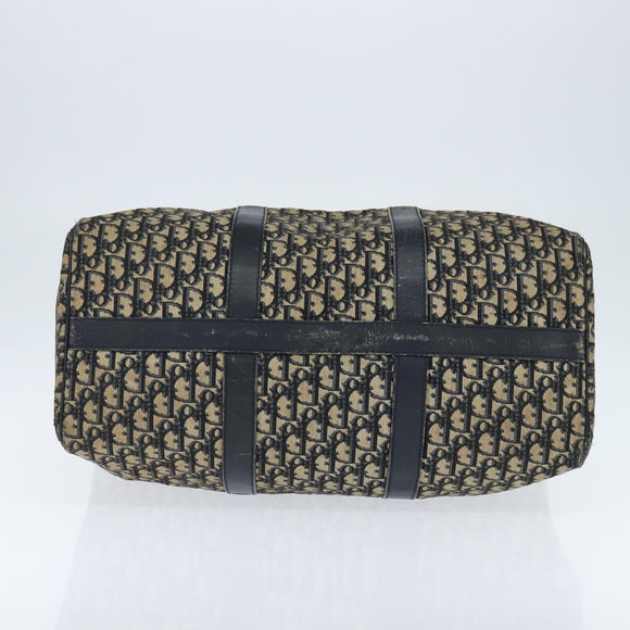 Christian Dior Trotter Canvas Boston Bag Navy Silver Auth 150052