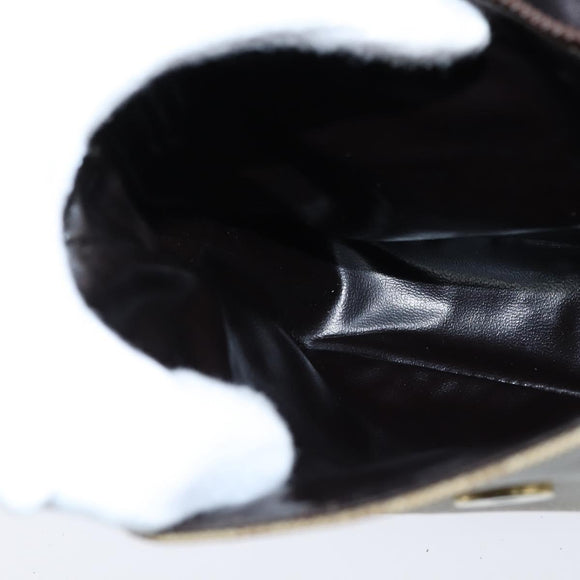 CELINE Macadam Canvas Shoulder Bag Beige Gold Auth 150067