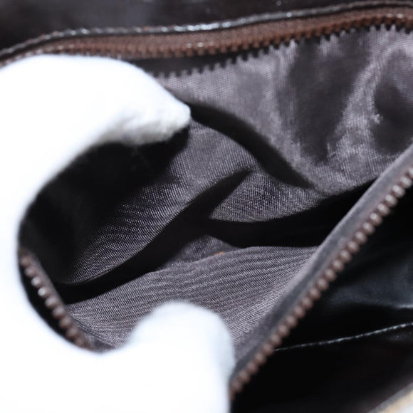 CELINE Macadam Canvas Shoulder Bag Beige Gold Auth 150067