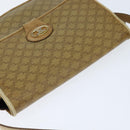 CELINE Macadam Canvas Shoulder Bag Beige Gold Auth 150067-6