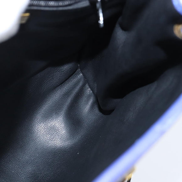 Christian Dior Backpack Leather Blue Gold Auth 150068