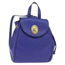 Christian Dior Backpack Leather Blue Gold Auth 150068-1