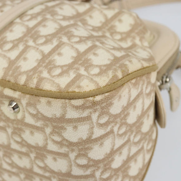 Christian Dior Trotter Canvas Romantic Tote Bag PVC Beige Silver Auth 150070V