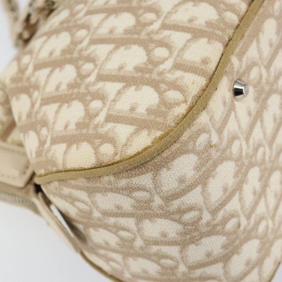 Christian Dior Trotter Canvas Romantic Tote Bag PVC Beige Silver Auth 150070V